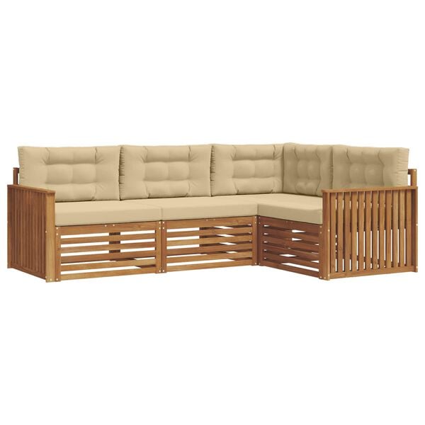 vidaXL Ensemble de canap&eacute;s d'ext&eacute;rieur 4 pcs Naturel et Beige