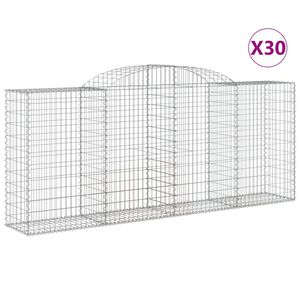 vidaXL Paniers &agrave; gabions arqu&eacute;s 30 pcs 300x50x120/140 cm fer galvanis&eacute;