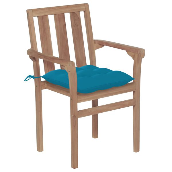 vidaXL Chaises de jardin empilables avec coussins lot de 8 Teck solide