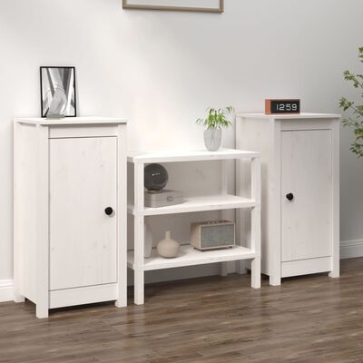 vidaXL Buffets 2 pcs blanc 39x35x80 cm bois massif de pin