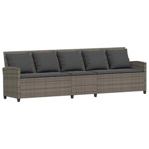 vidaXL Canap&eacute; de jardin avec coussins 5 places gris r&eacute;sine tress&eacute;e