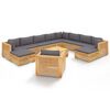 vidaXL Salon de jardin 12 pcs avec coussins Bois de teck solide
