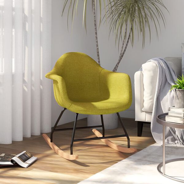 vidaXL Chaise &agrave; bascule Vert Tissu