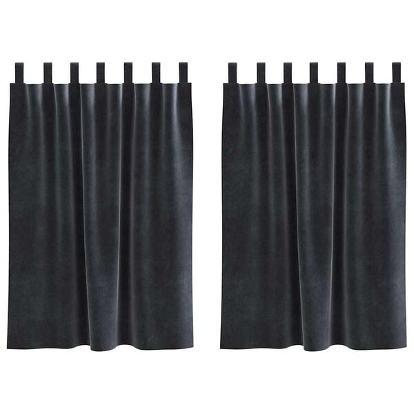 vidaXL Rideaux occultants 2 pcs Gris fonc&eacute; 140 x 140 cm Velours