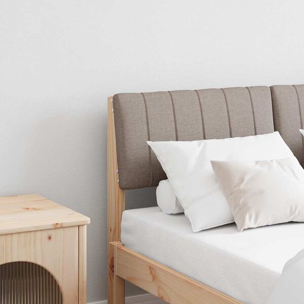 vidaXL T&ecirc;te de lit capitonn&eacute;e Taupe 120 cm Pin massif