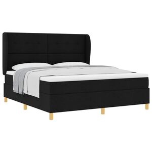 vidaXL Lit &agrave; ressorts avec matelas Noir 200 x 180 cm tissu