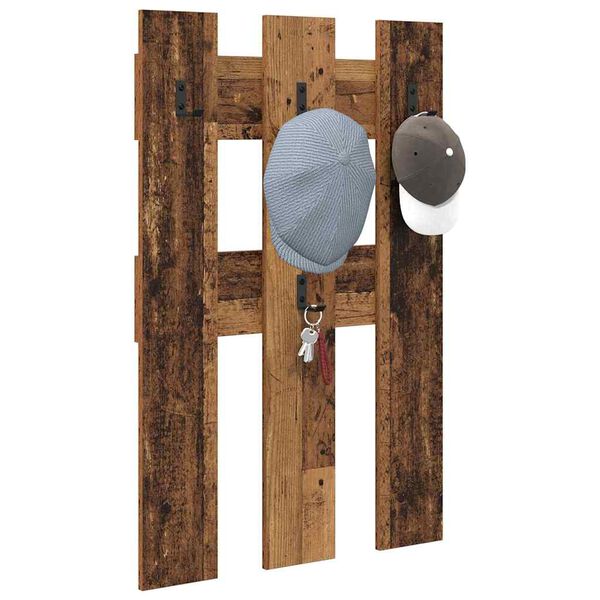 vidaXL Porte-manteau mural Montage mural Bois ancien 65 x 3 x 100 cm