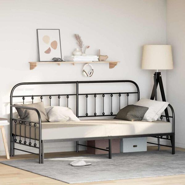 vidaXL Cadre de lit de jour Noir 100 x 190 cm Acier enduit de poudre
