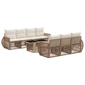 vidaXL Ensemble de canap&eacute; de jardin 8 pc Beige et blanc cr&egrave;me
