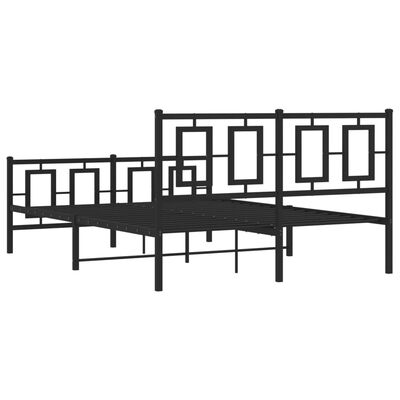 vidaXL Cadre de lit métal sans matelas avec pied de lit noir 135x190cm