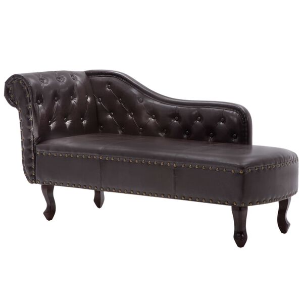 vidaXL Chaise longue Marron fonc&eacute; Similicuir
