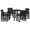 vidaXL Ensemble de salle &agrave; manger pour jardin 5 pc Noir polyrotin