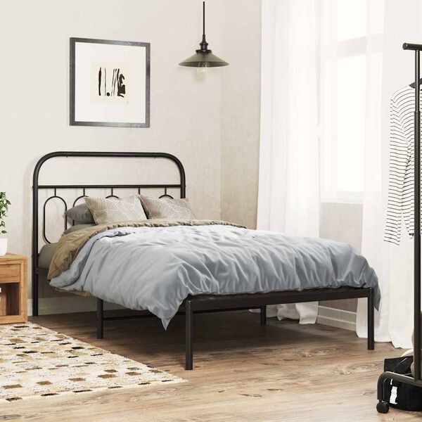 vidaXL T&ecirc;te de lit de remplacement m&eacute;tal noir 107 cm