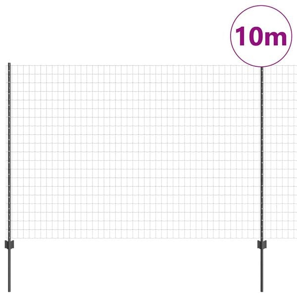 vidaXL Cl&ocirc;ture avec poteau Gris 1,5 x 10 m Acier et PVC