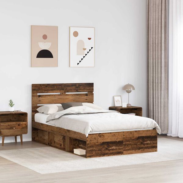 vidaXL Cadre de lit Bois ancien 120 x 200 cm Bois de pin massif