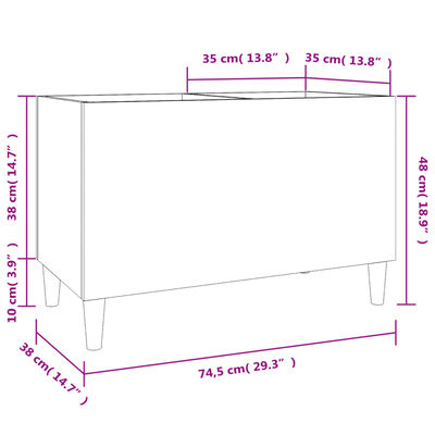 vidaXL Armoire à disques blanc 74,5x38x48 cm bois d'ingénierie