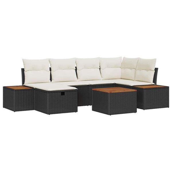 vidaXL Ensemble de canap&eacute; de jardin 7 pcs Noir 55 x 62 x 69 cm