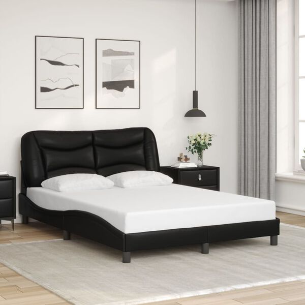 vidaXL Cadre de lit sans matelas Hvar noir 140x190 cm similicuir