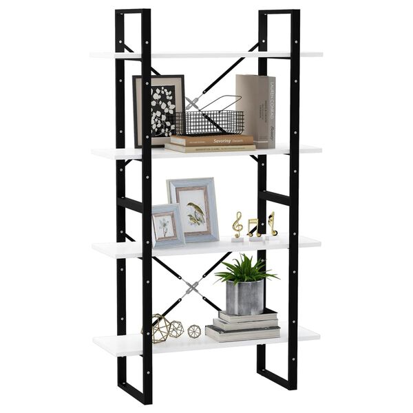 vidaXL Biblioth&egrave;que &agrave; 4 niveaux Blanc 80x30x140 cm bois d'ing&eacute;nierie