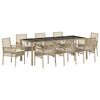 vidaXL Ensemble de salle &agrave; manger pour jardin 9 pc Beige polyrotin