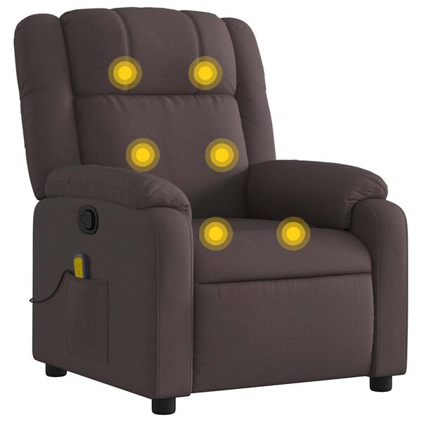 vidaXL Fauteuil de massage inclinable Marron fonc&eacute; Tissu