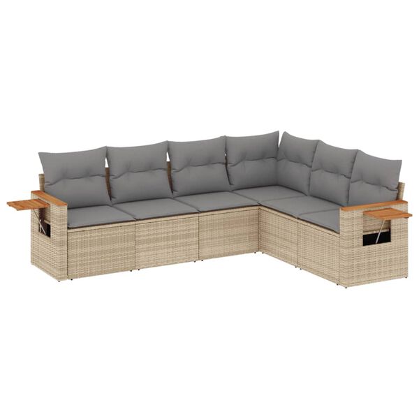 vidaXL Salon de jardin avec coussins 6 pcs beige r&eacute;sine tress&eacute;e