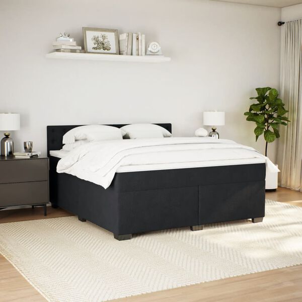 vidaXL Sommier &agrave; lattes de lit avec matelas Noir 180x200 cm Velours