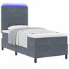 vidaXL Lit &agrave; ressort LED avec matelas Gris fonc&eacute; 90 x 200 cm tissu