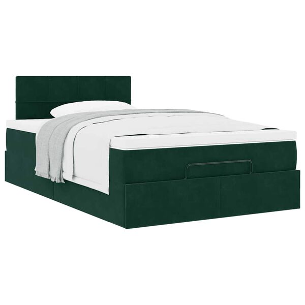 vidaXL Cadre de lit ottoman avec matelas vert foncé 120x200 cm velours