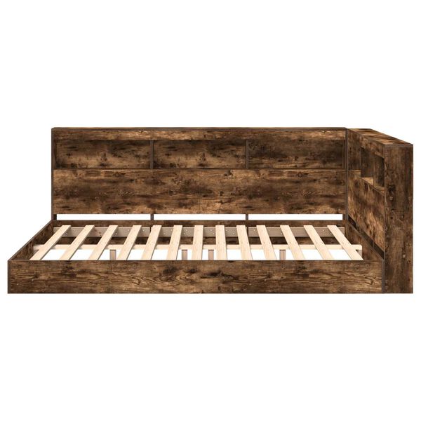 vidaXL Lit Biblioth&egrave;que Ch&ecirc;ne fum&eacute; 160 x 200 cm Bois d'ing&eacute;nierie