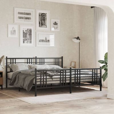 vidaXL Cadre de lit métal sans matelas avec pied de lit noir 183x213cm