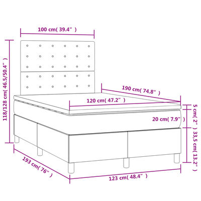 vidaXL Sommier à lattes de lit et matelas LED rose 120x190 cm velours