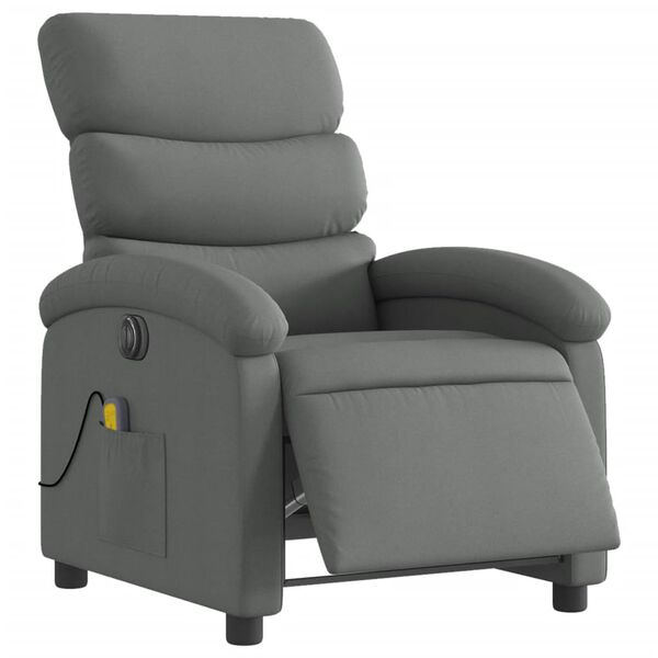 vidaXL Fauteuil inclinable de massage &eacute;lectrique gris fonc&eacute; tissu