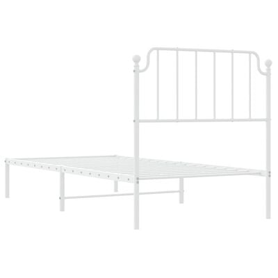 vidaXL Cadre de lit métal sans matelas avec tête de lit blanc 90x200cm