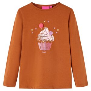 vidaXL T-shirt enfants &agrave; manches longues cognac 104