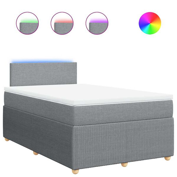 vidaXL Sommier &agrave; lattes de lit avec matelas Gris clair 120x200cm Tissu