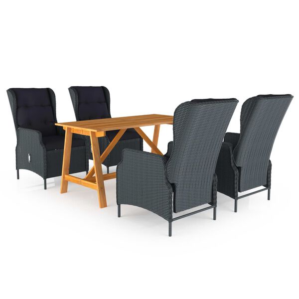 vidaXL Ensemble &agrave; manger de jardin 5 pcs Gris fonc&eacute;