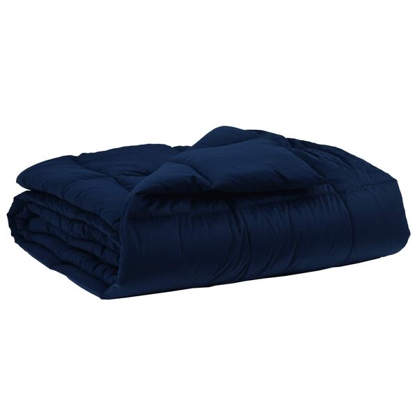 vidaXL Duvet complet toute l'ann&eacute;e Bleu fonc&eacute; 220 x 240 cm Microfibre