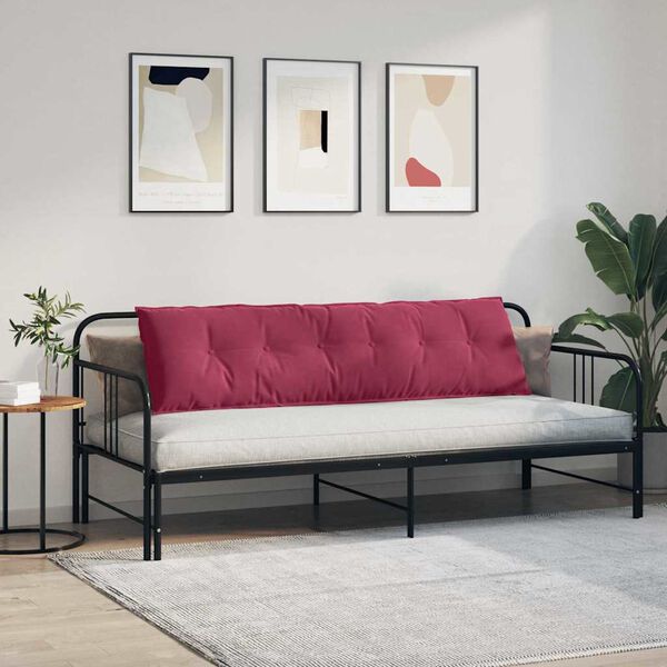 vidaXL Coussin de Dos Bordeaux 180 x 50 cm Tissu en velours c&ocirc;tel&eacute;