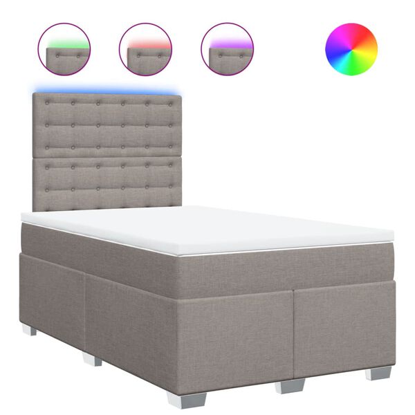 vidaXL Sommier &agrave; lattes de lit avec matelas Taupe 120x200 cm Tissu