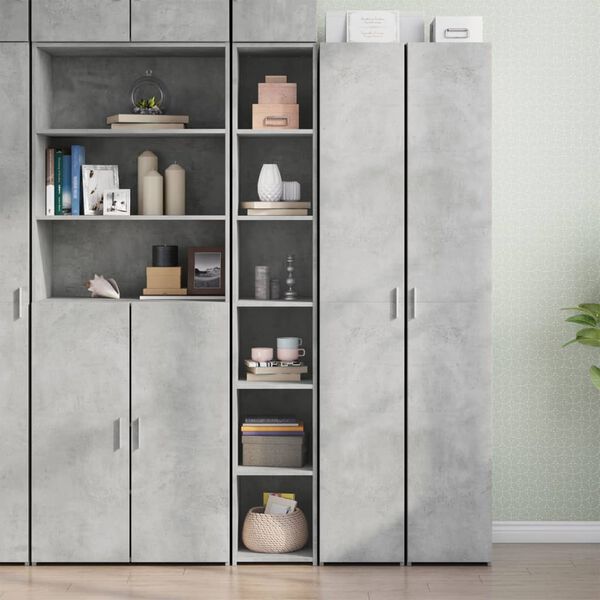 vidaXL Buffet haut gris b&eacute;ton 30x41x185 cm bois d'ing&eacute;nierie