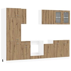 vidaXL Unit&eacute; de cuisine Lyon 8 pcs Ch&ecirc;ne artisanal Bois d'ing&eacute;nierie