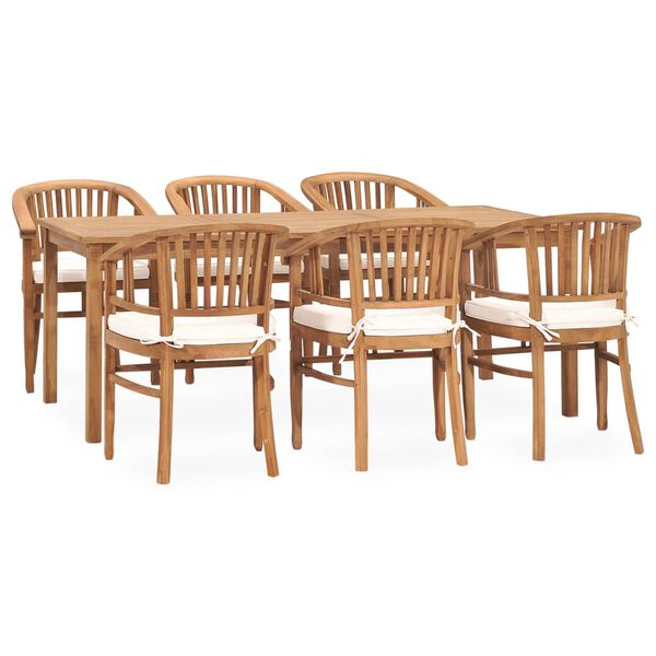 vidaXL Ensemble &agrave; Manger de jardin 7pcs avec coussins bois teck solide