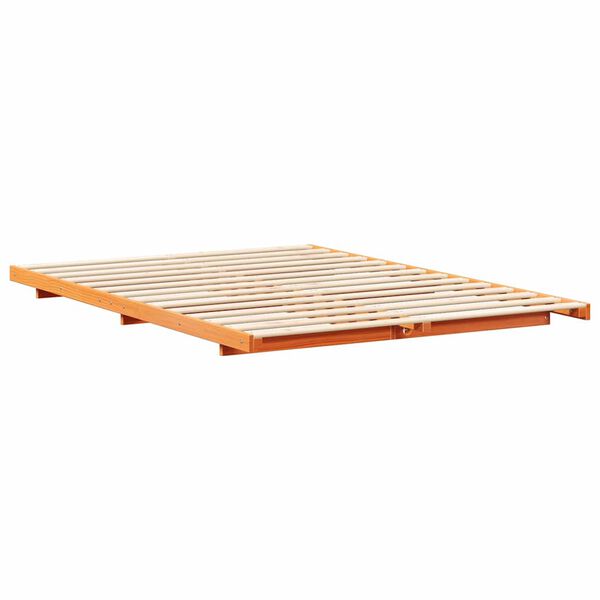 vidaXL Cadre de lit sur&eacute;lev&eacute; Marron cire 150 x 200 cm
