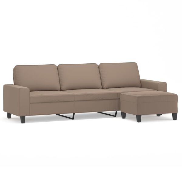vidaXL Canap&eacute; 3 places repose-pieds Taupe 210 cm Tissu microfibre