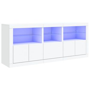 vidaXL Buffet avec lumi&egrave;res LED blanc 162x37x67 cm