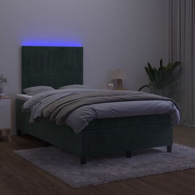 vidaXL Sommier à lattes de lit avec matelas LED vert foncé 120x190 cm