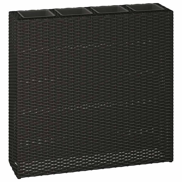 vidaXL Lits surélevés de jardin avec 4 pots 2 pcs Résine tressée Noir