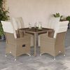 vidaXL Ensemble de bistro de jardin 5 pcs coussins beige poly rotin