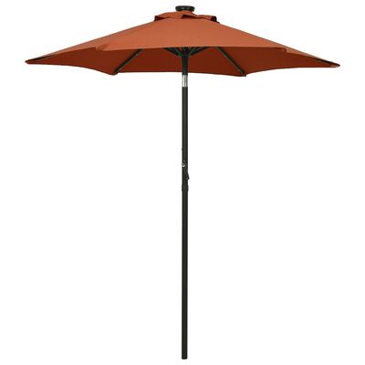 vidaXL Parasol de jardin avec lumières LED terre cuite aluminium